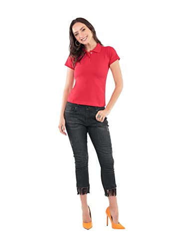 Camisa Gola Polo Feminina (M, Vermelha)