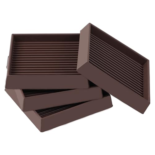 3x3 Square Rubber Furniture Caster Cups, Anti-Sliding Furniture Pads Bed Stopper Floor Protectors with Grip - Protect Any Flooring