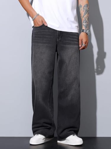 Image of Tweezers Straight Fit Men Black Jeans| Loose Fit Men Jeans | Mid-Rise Waist| Whiskers