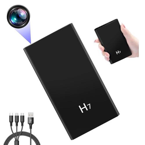 Nisanmoon Caméra Cachée, Minicaméra Espion avec 5000mAh d'alimentation Mobile, Caméra Cachée Espion HD 1080P avec Vision Nocturne et Enregistrement en...