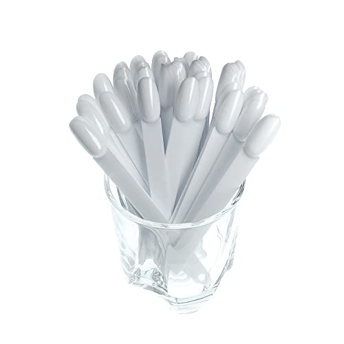 Moibase 50 Pcs White Fan-Shaped False Nail Swatch Sticks Nail Polish Practice Display Art Tips Nail Sample Sticks With Metal Split Ring (Oval) Sw-A011 #TOP18