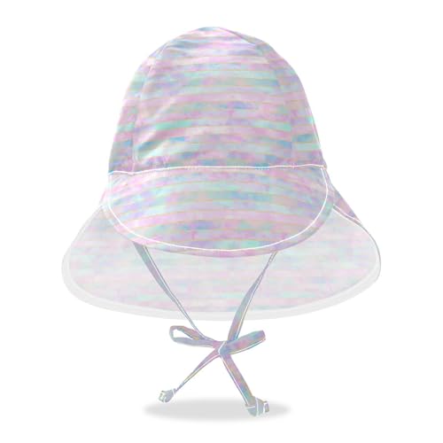 KLL Toddlers Beach Hat Baby Boys Beach Play Hats Baby Girls' UPF 50+ Protection Neck Flap Traveling Camping Hat Seamless Pastel Aesthetics Mystery Strips
