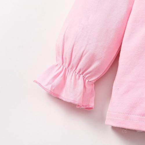 Image of 12M-14Y Toddler Baby Girls Peter Pan Collar Blouse Kids Girl Solid Color Puff Sleeve T-Shirts Casual Tee Tops