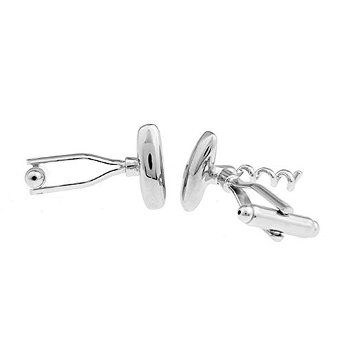 Mancuernillas para hombre abrebotellas vino tinto plateadas miniatura 2