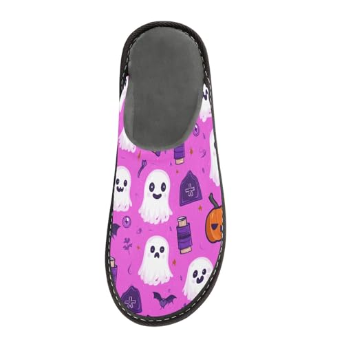 JUNZAN Cute Halloween Ghosts Memory Foam Slippers for Women Men House Slippers for Bedroom Indoor Blue2