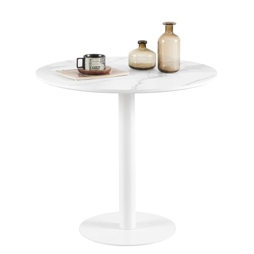 anekl Mesa Redonda Moderna Medieval sofá Mesa Adecuado Cocina pequeña Sala de Estar Dormitorio Oficina, Marbled