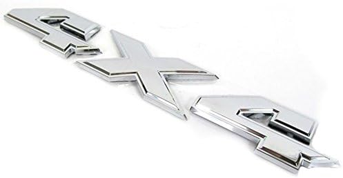 1 OEM Black 4x4 Emblem Badge 3D 4 x 4 Emblem Nameplate Decal Compatible with 1500 2500 3500 Flat Letter 2009-2018 (Chrome)