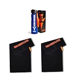 skilly Gym Set aus 3 Teilen | Sport Handtuch 1xgrau|schwarz 1xgrün|schwarz, Trinkflasche blau (2x Fitness Handtuch Black + 1x Flasche Blau, Fitness Handtuch 100x50cm | Flasche 1L)