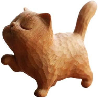 Cat Statue Sculpture and Buddha Statue, Modern Figurine Decor, Kitten Dolls Monk Figurines, Hand Carved Crafts (Kitten Figurines)
