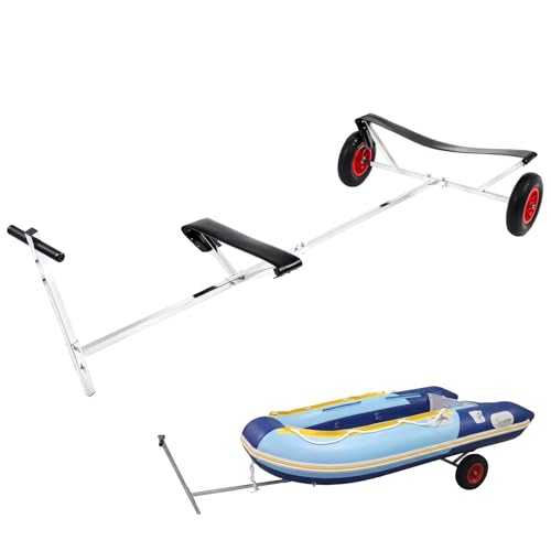 DaisyInner Boat Launching Dolly Trailer Dolly 395 Lbs Load Capacity Stainless Steel Trailer Mover with 16 Pneumatic Tires Nonslip Support Bracket for Moving Kayak Motorboat Fishing Inflatable Boat