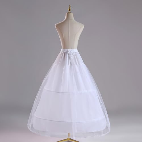Women Crinoline Petticoat A-line 2 Hoop Long Underskirt Wedding Ball Gown Petticoat Crinoline White3