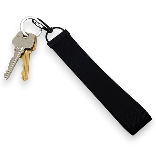 Image of IQ Black Nylon Lightweight Wrist Lanyard with clip for Keys