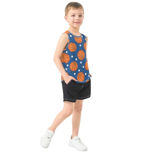 J JOYSAY Basketball Star Blue Boys Tank Top Sleeveless Muscle Shirts Quick Dry Active Sport Workout Kids T-Shirts 3-15T4