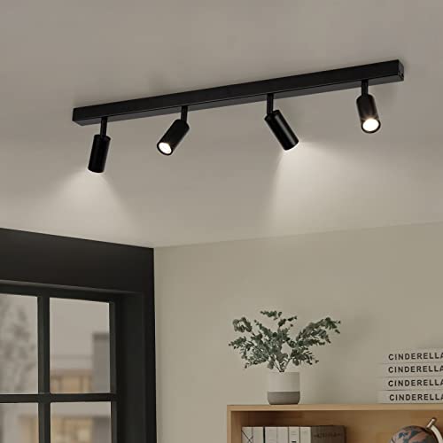 Eofiti Deckenstrahler LED Schwenkbar 4 Flammig Deckenlampe Strahler Schwarz Inkl. 4x 3W G9 LED 360LM Neutralweiß 4000K Spotleuchten Spotbalken Küchenlampe für Korridor Küche Flur