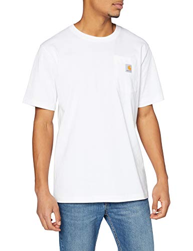 Carhartt Relaxed Fit Heavyweight Short-Sleeve K87 Pocket T-Shirt, Maglietta da lavoro Utility Uomo, Bianco (White), S