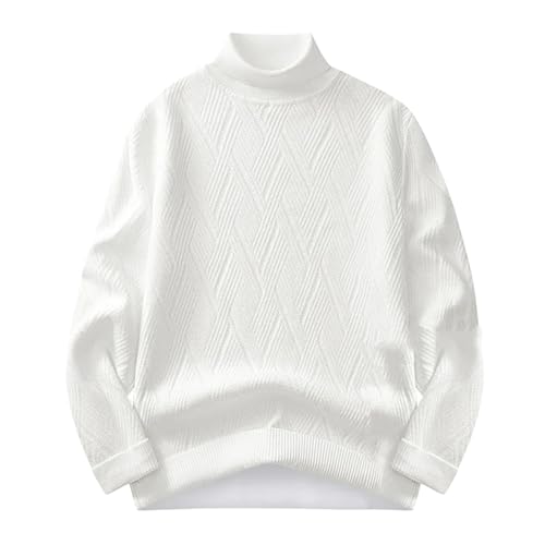 Men’S Wool Blend Plush Lined Thick Pullover Sweater Casual Geometric Pattern Long Sleeve Knit Jumper Tops