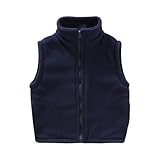 Teddy Fleece Weste Kinder Einfarbig Teddy Fleece Plüschweste mit Taschen Herbst Winter Teddyweste Reißverschluss Stehkragen Fellweste Warm Plüsch Winterweste Blau für 2-3 Jahre