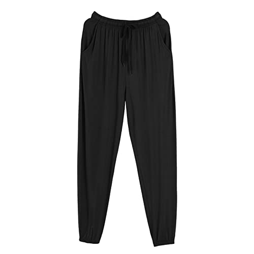 Pantalones de pijama largos para hombre, ropa de dormir mullida, pantalones de pijama monocolor para hombre, pantalones de dormir de moda, elásticos, musculares, para dormir, pantalones de ocio, O