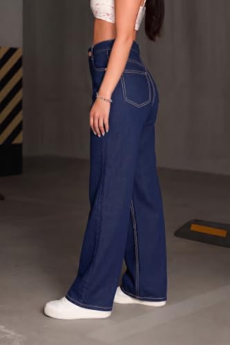 Image of Women's Black High Waist Denim Jeans | Straight, Relaxed, Wide Leg & Baggy Fit | High Rise Loose Oversized Denim Pants for Women | Comfortable Casual Everyday Wear | Oversized Woman baggys