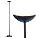 Brightech SkyLite LED Torchiere Floor Lamp - Bright, High Lumen Uplight for Reading In Living Rooms & Offices - 3 Way Dimmable to 30% Brightness - Tall Standing Pole Light - Black