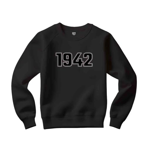 [CITY POSTERS PLUS] 1942 Year Unisex Sweatshirt (Black, S)