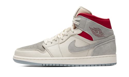 Nike Men's Air Jordan 1 Mid PRM Sneakersnstuff 20th Anniversary, Sail/Wolf Grey/Gym Red/White, 11