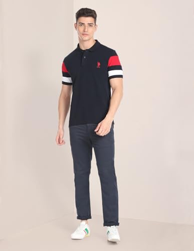 Image of U.S. Polo ASSN. Solid Slim Fit Polo T Shirts for Men - 100% Cotton, Half Sleeves Mens Tshirt