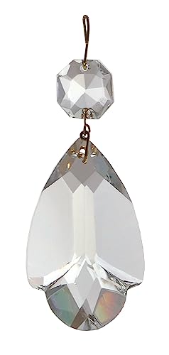 B&P Lamp® 2 Inch (50MM) Clear Deco Crystal Chandelier Light Replacement Pendant Prism with Brass Pins