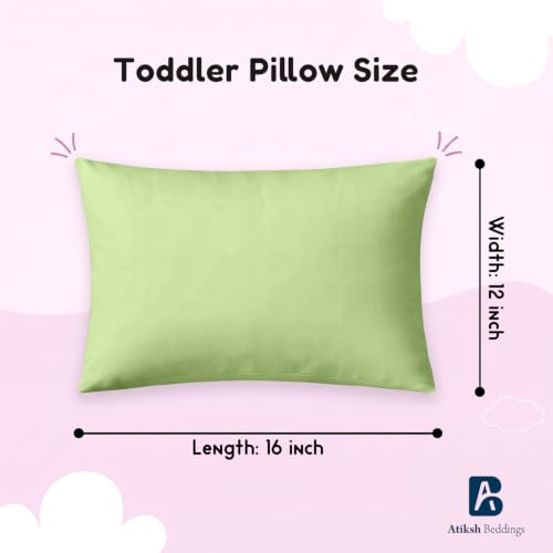 Image of Atiksh Beddings 12x16 Toddler Travel Pillow Cases, Pack of 2, 100% Egyptian Cotton, 600 Thread Count, Zipper Closure, Small Pillowcase for Kids, Daycare, Preschool & Travel, Sage Green