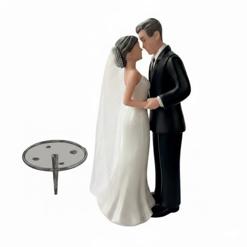 ONUIFIKE Wedding Cake Topper Bride and Groom Figurine with Veil, Classic Couple Cake Decoration for Wedding, Engagement, Bridal Shower Party(Black)
