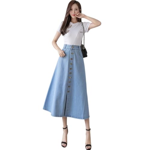 LIXINGHEITANG Denim Skirt Long Summer Autumn Women Spring and Waist Thin Style