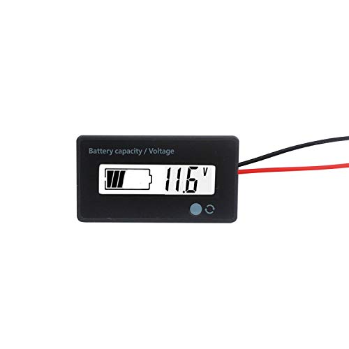 12V 24V 36V 48V Battery Meter, Battery Capacity Voltage Indicator, Lead-Acid&Lithium ion Battery Charge Discharge Monitor, for Motorcycle Car Truck Vehicle Marine Boat Golf Cart Club Car - White