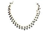 PH Women's bead 2 line necklace pearl garnet semi precious stone B 678