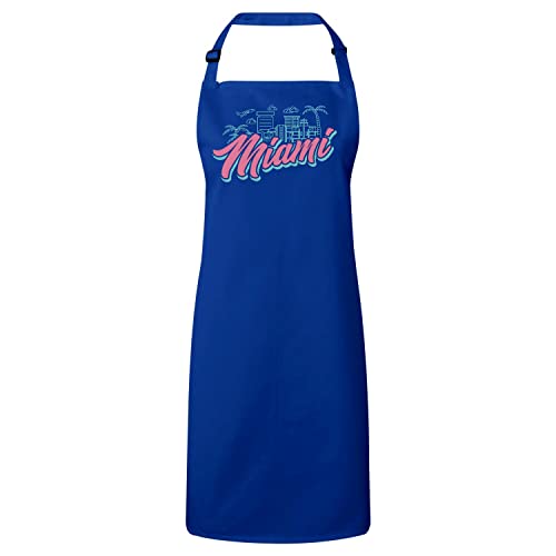 Tablier cuisine bleu Miami fini les taches de cuisson style Floride
