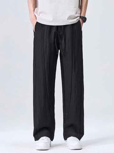 Summer Thin Linen Pants Men Elastic Waist Jogger Casual Trousers Male3