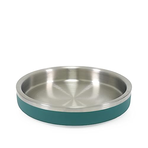 Rosewood Premium Double-Wall Stainless Steel Pet Food Shallow Bowl 480ml - Teal