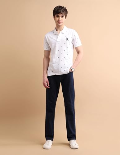 Image of U.S. POLO ASSN. Printed Regular Fit Polo T Shirts for Men - 100% Cotton, Half Sleeves Mens Tshirt