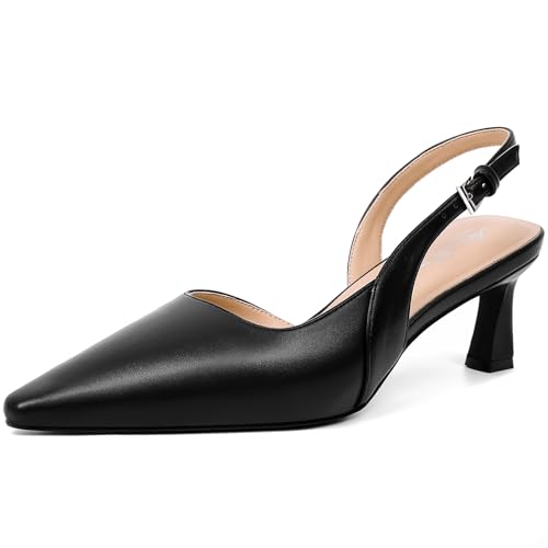 Image of Mostrin Kitten Heels for Women Slingback Pointed Closed Toe Heels Women's Pumps Shoes for Wedding, Party, Commuting