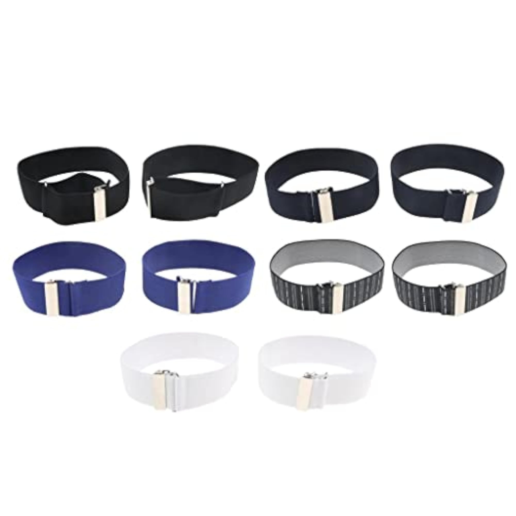 Adjustable Anti Slip Elastic Shirt Sleeves Holder Armband, White