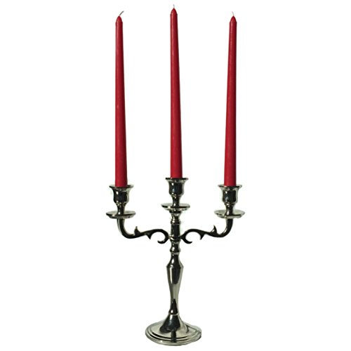 Hamptons Three Arm Silver Candelabra, Hand Crafted Of Silver Aluminum Nickel, 10.25 Inches High, Weighted #TOP4