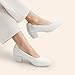 DREAM PAIRS Women's Low Chunky Heels Comfortable Block Work Pumps Closed Round Toe Dress Shoes for Office Business,Size 9,White,DWUMPU2547