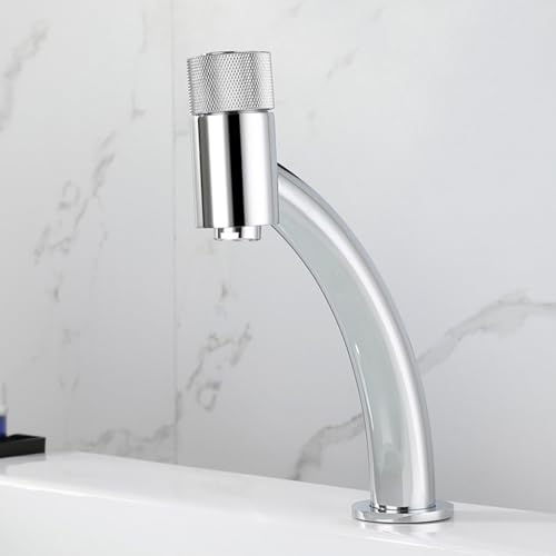 Batidora de lavabo de baño de un orificio grifos de latón cromado caliente y fría LWX