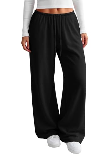 Sampeel Wide Leg Pants for Women Drawstring Elastic Waist Lightweight Casual Lounge Pants with Pockets