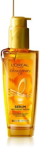L'Oreal Paris Extraordinary Oil Hair Serum Powered by Floral Oils for All Hair Types, Volume- 100 ml, Makes hair frizz-free, stronger, shiny and provides UV and Heat Protection, Lightweight Formula