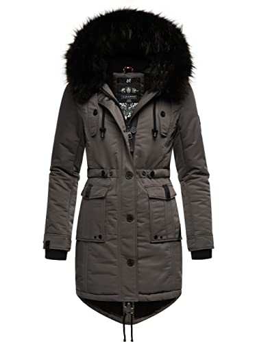 Navahoo Damen Warmer Winterparka mit Kapuze Luluna Prc Grau Gr. S