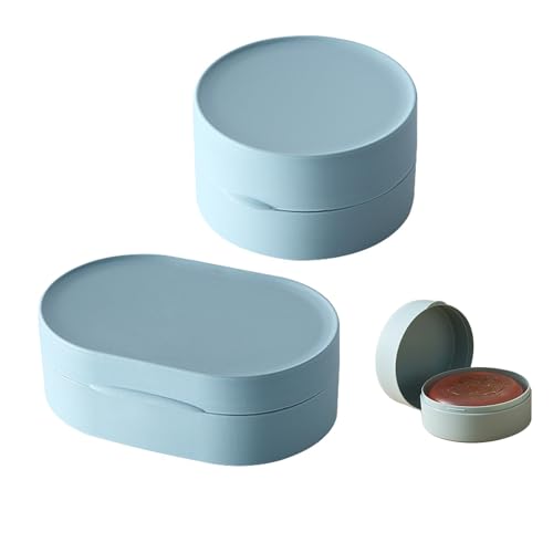 Boite a Savon, Dancepandas Lot de 2 Boite Savon Voyage Porte Savon Solide Portable avec Couvercle étanche en Plastique pour Salle de Bain Randonnée Douche École Gym (Bleu)