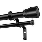 Heavy Duty Double Curtain Rod 84-120 Inch Length, 1 Inch Adjustable Matte Black Double Curtain Rod Curtain with Brackets,Long Doubles Telescoping Drapery Rods for Windows Sliding Glass Door