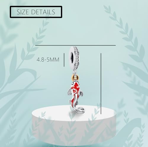 925 Sterling Silver Women's Bracelet Koi Pendant, Glazed Charm, Compatible with Bracelet Necklace, Lucky Beaded Birthday Gift3