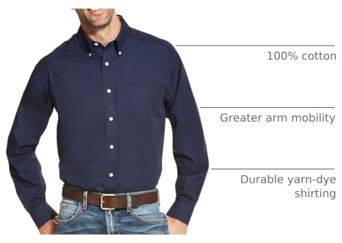Image of ARIAT Men's Wrinkle Free Solid Shirt Blue