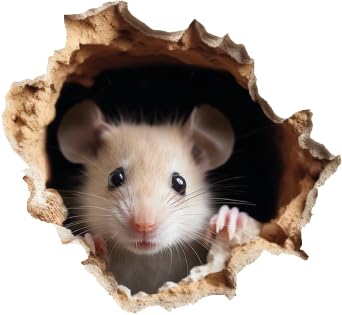 3D Mouse Hole Wall Sticker – Cute Peeking Animal Peel & Stick Decal
